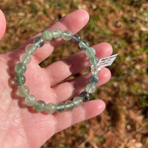 NWT Natural Multi Fluorite Elastic Beaded Bracelet